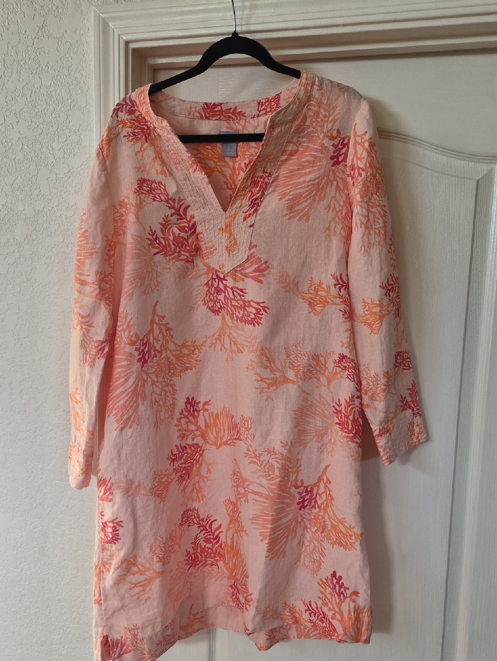 Chico's 100% Linen, Kurta Dress With Pockets Sz 12/14 Large - Picture 12 of 17